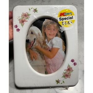 Vtg 90s Melannco Porcelain Picture Frame 5x7 Floral Oval SEALED Kmart Special